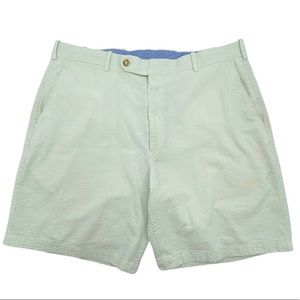 Peter Milar Green/White Seersucker Shorts Size 38